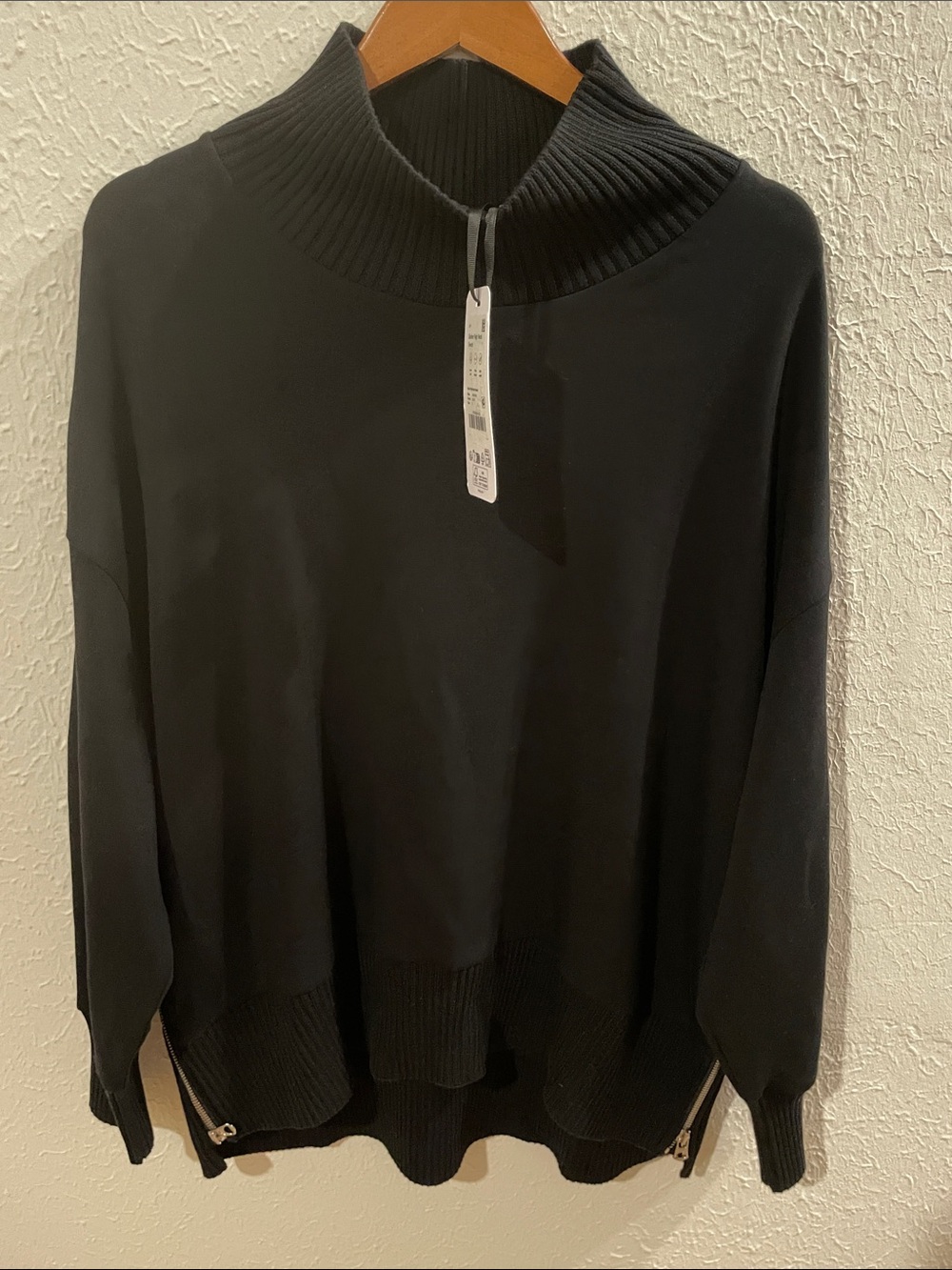 VARLEY Barker High Neck Black DoubleSoft Sweatshirt Size Large, NWT - Picture 2 of 11